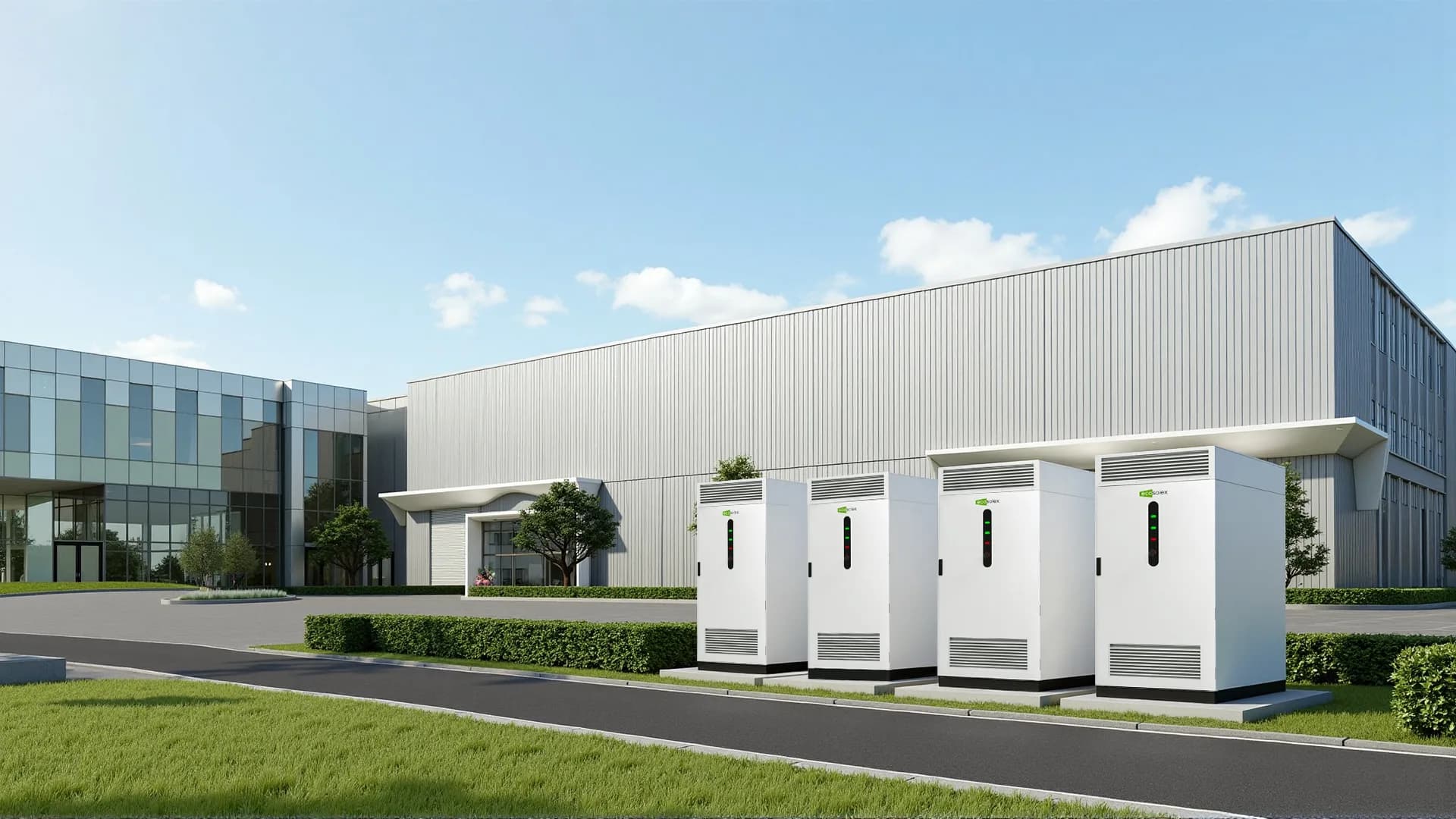 HyESS batterijcontainer bij zonsondergang