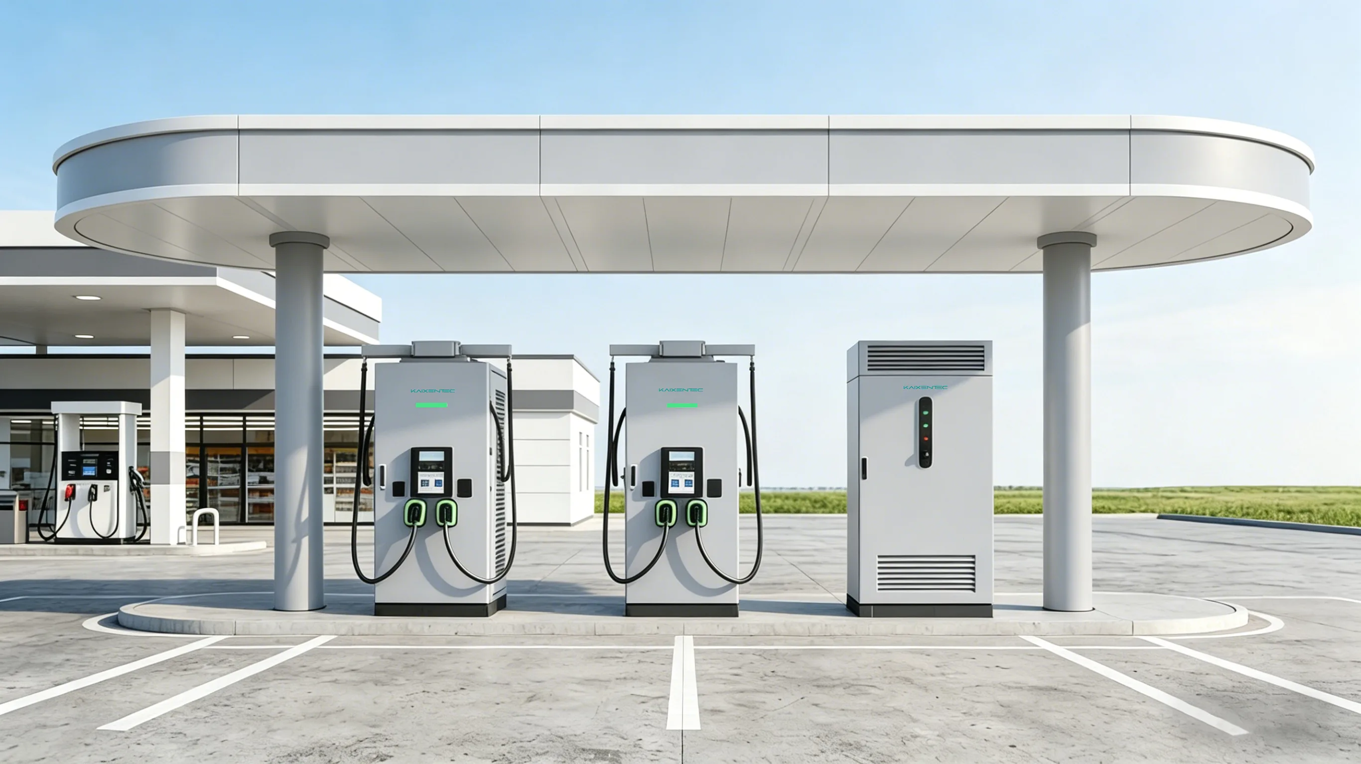 EV-laadplein met HyESS batterijbuffer